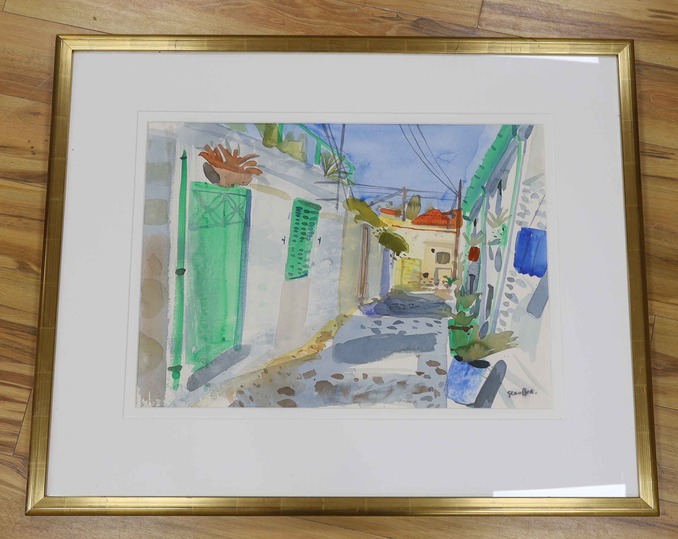 Glenn Scouller (b.1950), watercolour, 'Street Plants, Cyprus', signed, 52 x 72cm